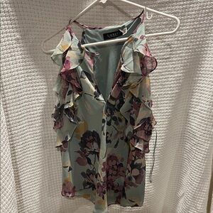 Lauren Ralph Lauren Sage Green Floral Ruffle Camisole